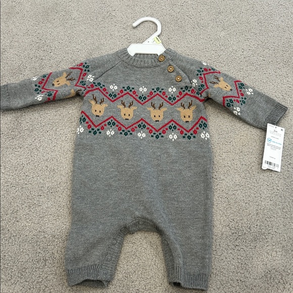 Gray Reindeer Patterned Kids One Piece - Picture 2 of 2